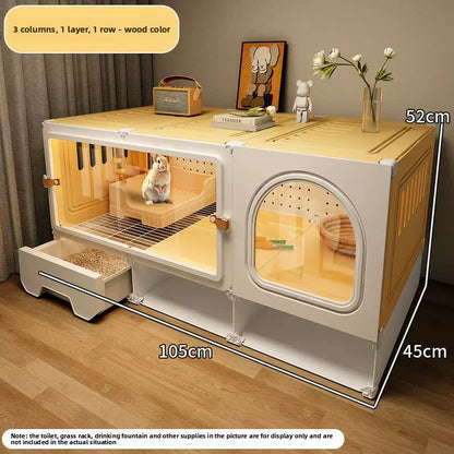 Rabbit Cage Household Villa Automatic Manure Cleaning Extra Large Luxury Nest Rabbit House Pet Guinea Pig Cage Transparent