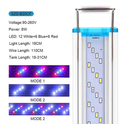 Ultra Thin LED Aquarium Light Aquatic Plant Light Expandable Clip on Light 18-75CM Fish Tank 220-240V