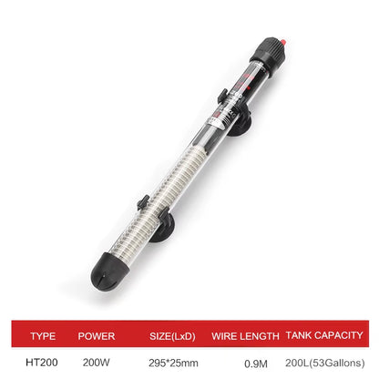 110V-220V Adjustable Temperature Thermostat Heater Rod 25W/ 50W/ 100W/ 200W/ 300W Submersible Aquarium Fish Tank Water Heat