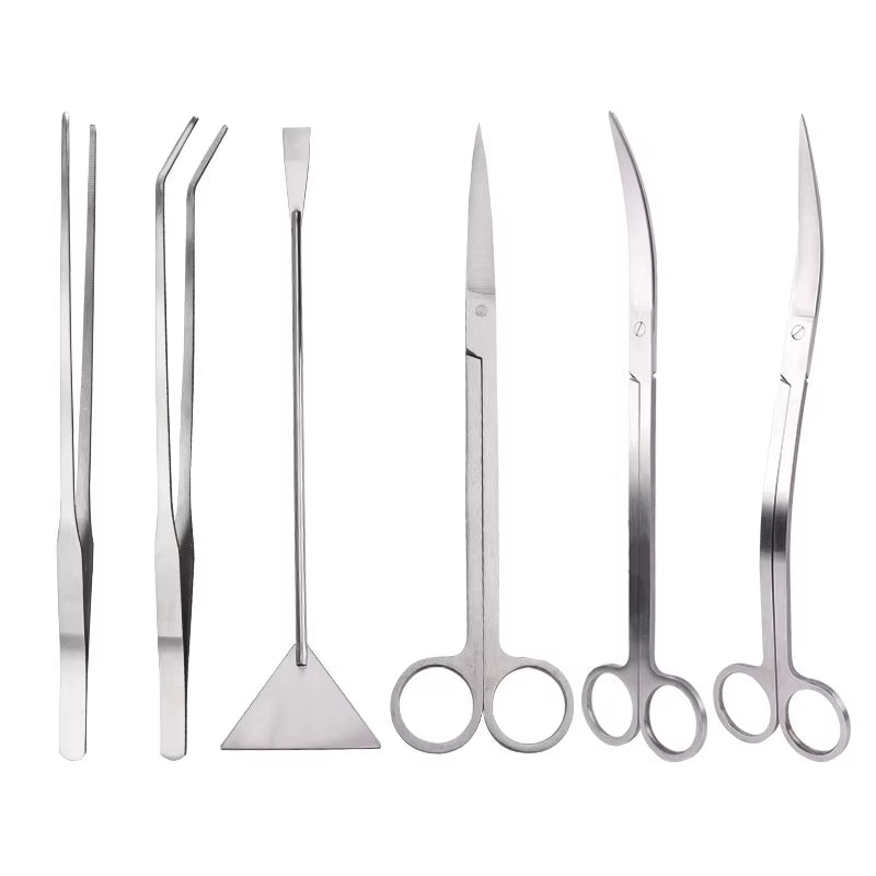Aquarium Accessories Hard Stainless Steel Aquarium Tool Scissor Tweezers Plants Wave Scissors Fish Tank Shovels Cleaner Supplies