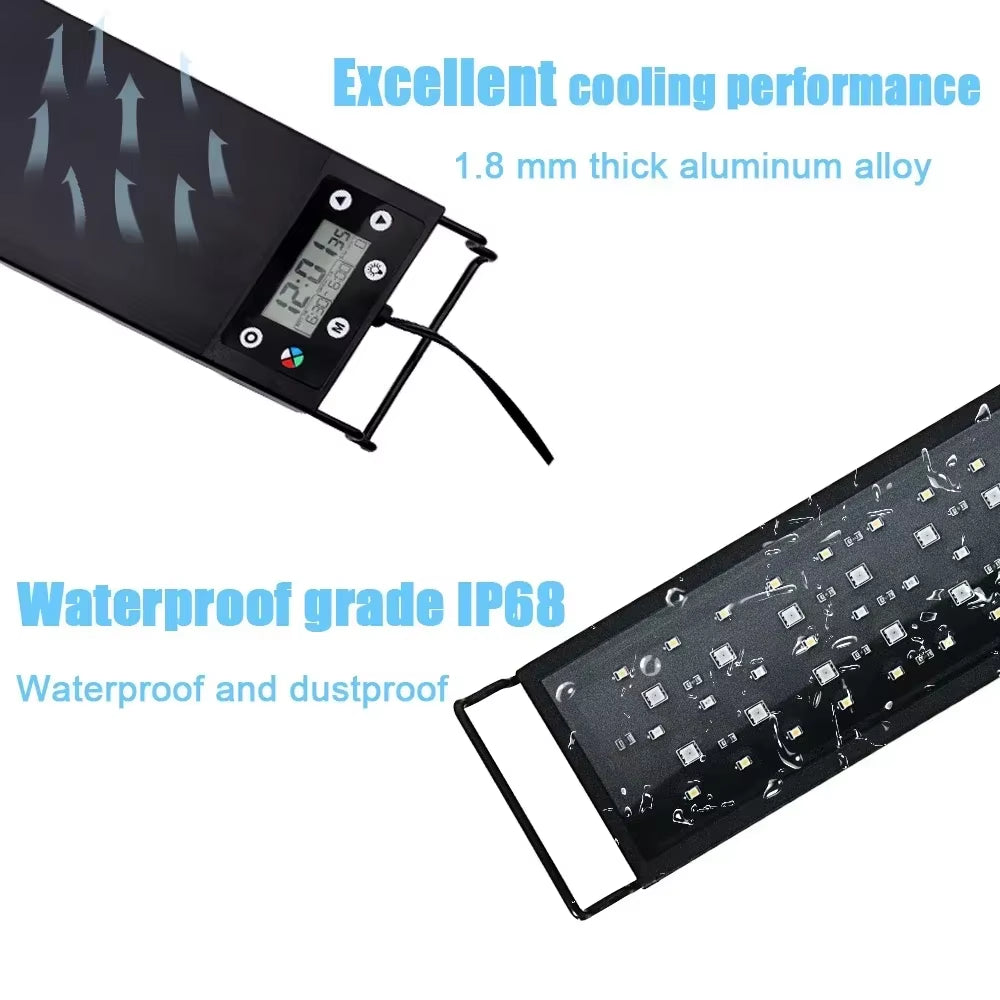 30-60Cm Fish Tank 24/7 Full Spectrum Lighting LED Light Aquarium Decoration Aquatic Plant Growth Lamp IP68 Waterproof 100V-240V