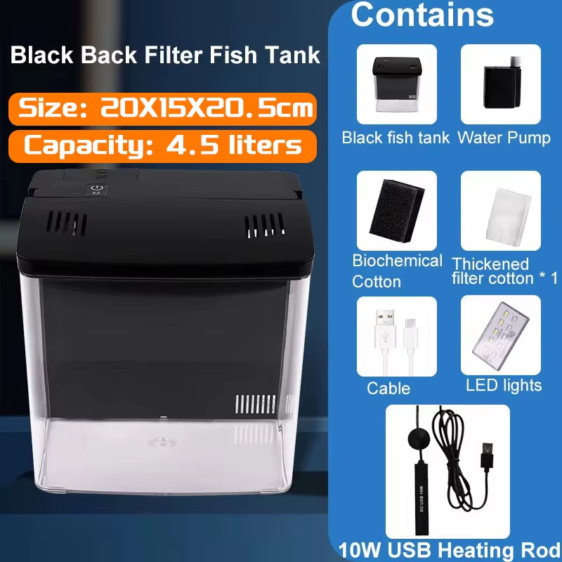 Fish Tank Living Room Small Mini Douyu Tank Household Tabletop Ecological Tank Self Circulating Back Filter Goldfish Tank