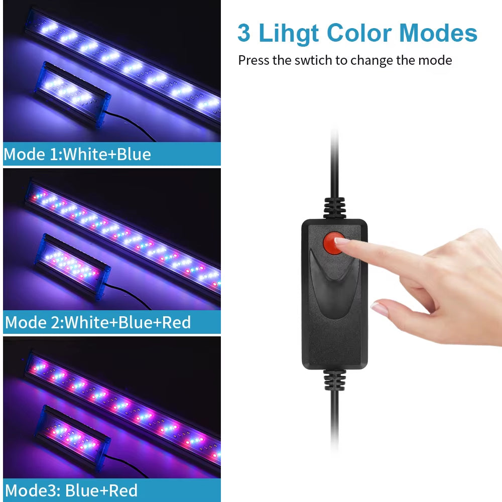Ultra Thin LED Aquarium Light Aquatic Plant Light Expandable Clip on Light 18-75CM Fish Tank 220-240V