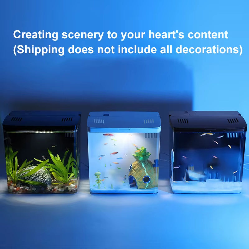 Fish Tank Living Room Small Mini Douyu Tank Household Tabletop Ecological Tank Self Circulating Back Filter Goldfish Tank