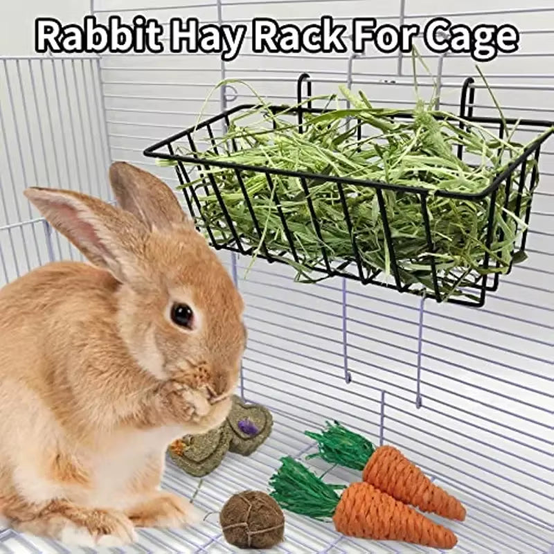 Rabbit Hay Feeder Metal Rabbit Hay Rack Multi-Function Hay Racks Rabbit Feeder Racks Guinea Pig Bunny Cage Accessories
