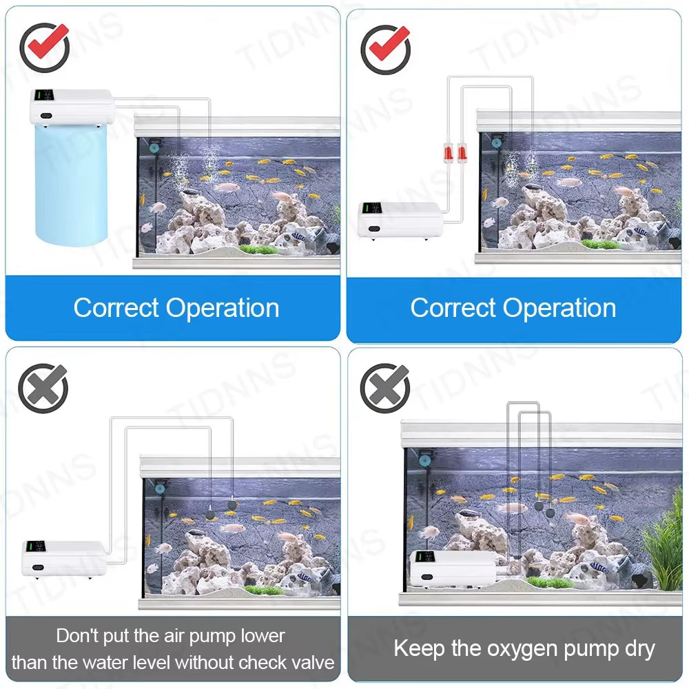 Aquarium Fish Tank Oxygen Pump Charging Dual-Purpose Air Pump Usb Lithium Battery Household Portable Fishing Mute 6000Ma Outdoor