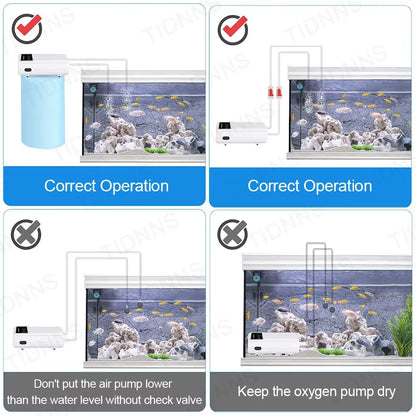 Aquarium Fish Tank Oxygen Pump Charging Dual-Purpose Air Pump Usb Lithium Battery Household Portable Fishing Mute 6000Ma Outdoor