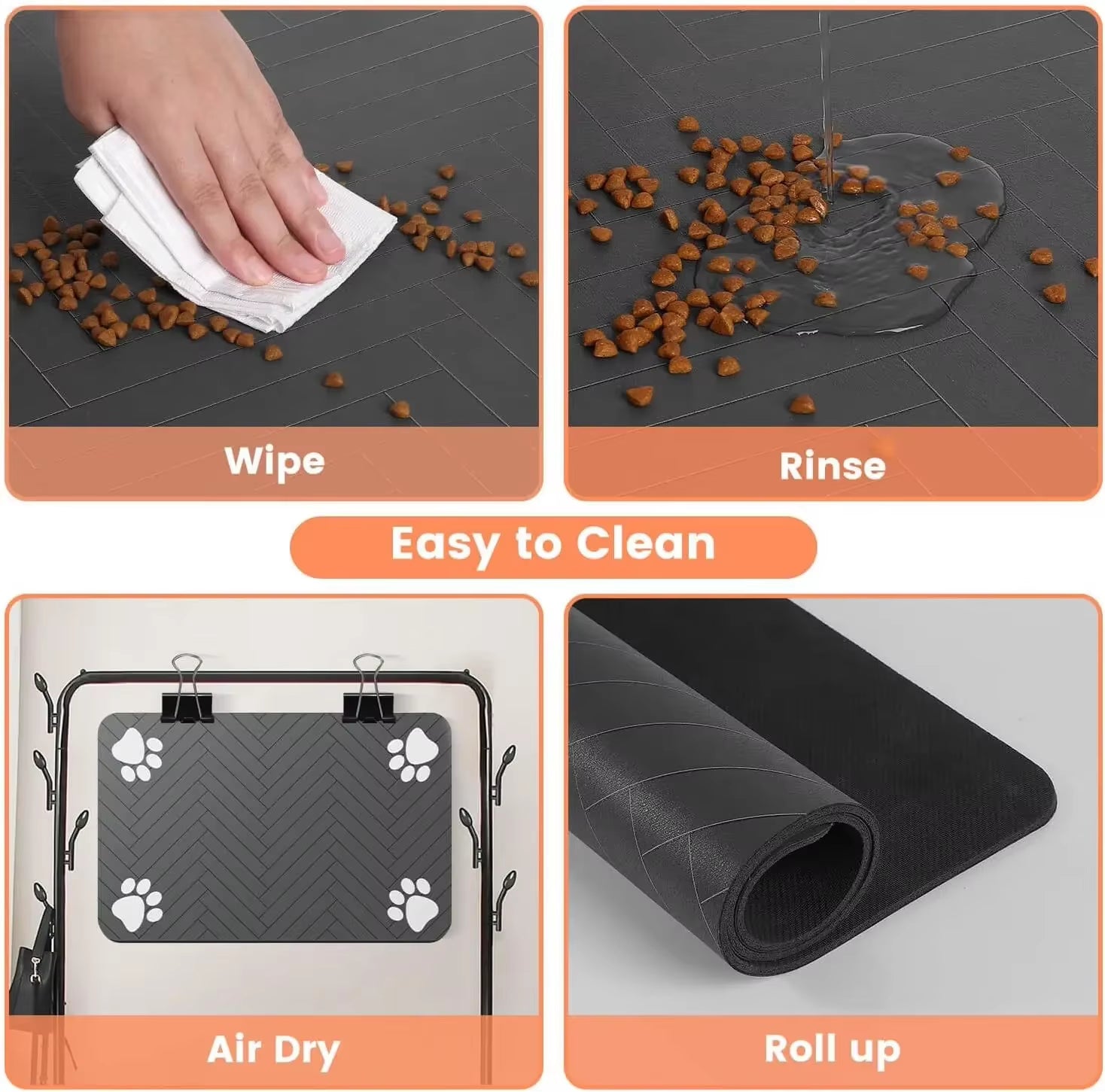 S（Little Kitten ）、M、L Bsorbent Pet Feeding Mat, Waterproof Placemat for Dog & Cat Food & Water Bowls, Quick-Dry Rubber Backing