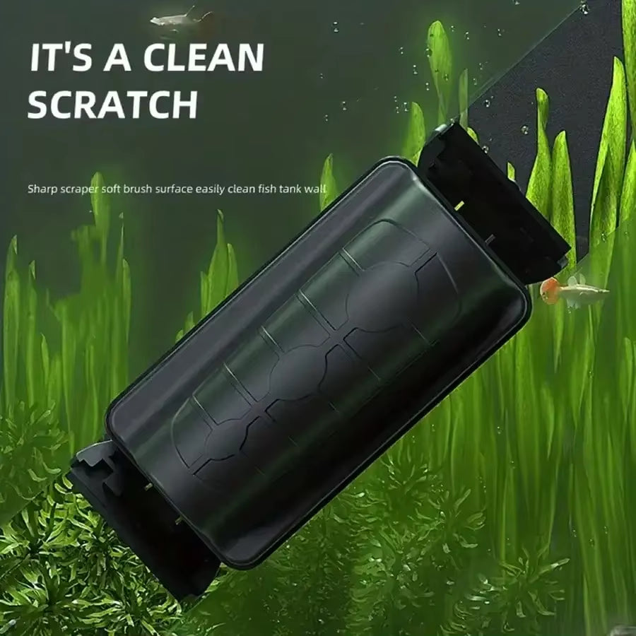 Double Blade Magnetic Aquarium Brush - Double - Ended Scrapper - Effortless Cleaning for Glass - Suitable for All Aquariums