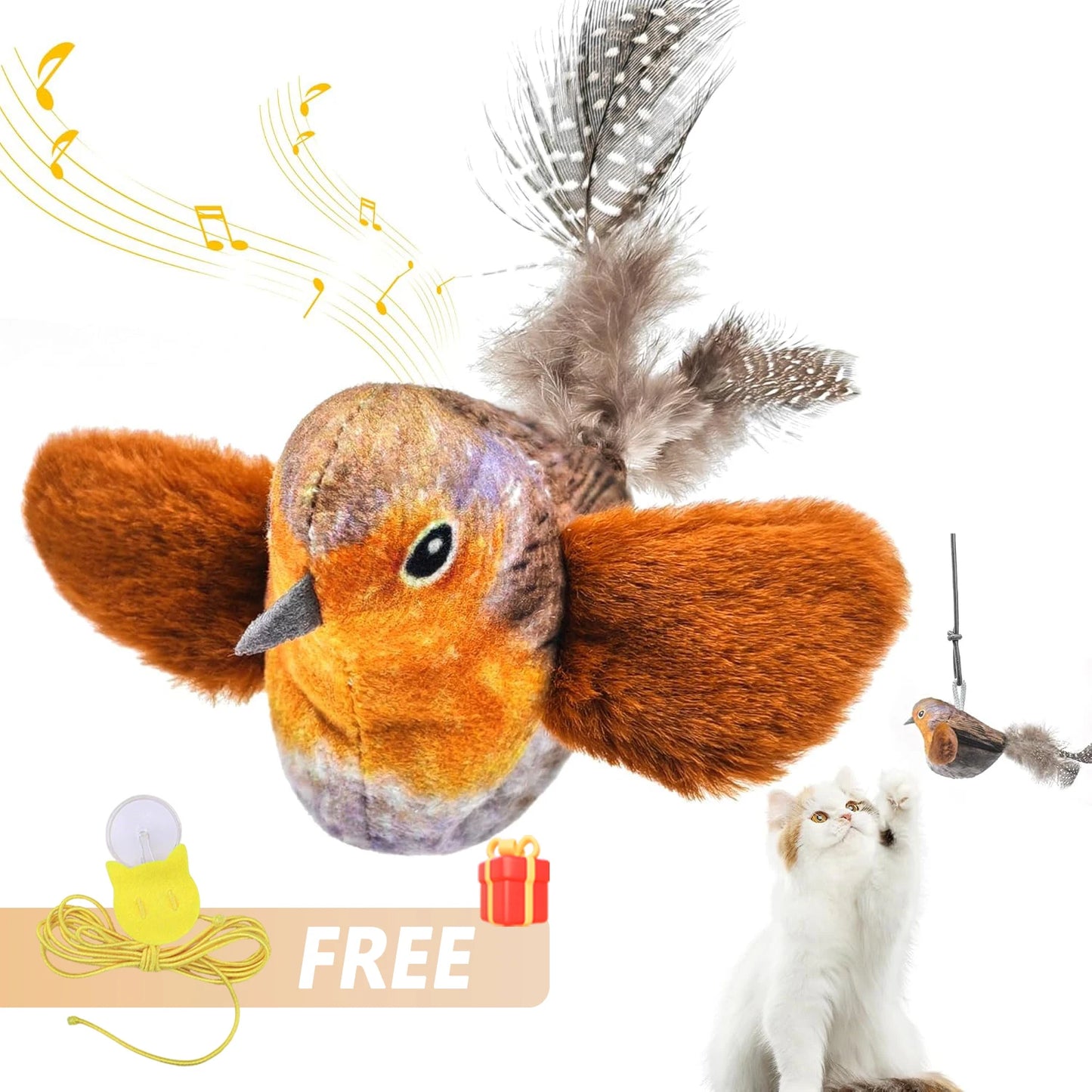 Indoor Interactive Birds Toy for Cat Chasing Teasing Toy Sounding Catnip Cat Teaser Toy Self-Hilarity Wall Hanging Birds Cat Toy