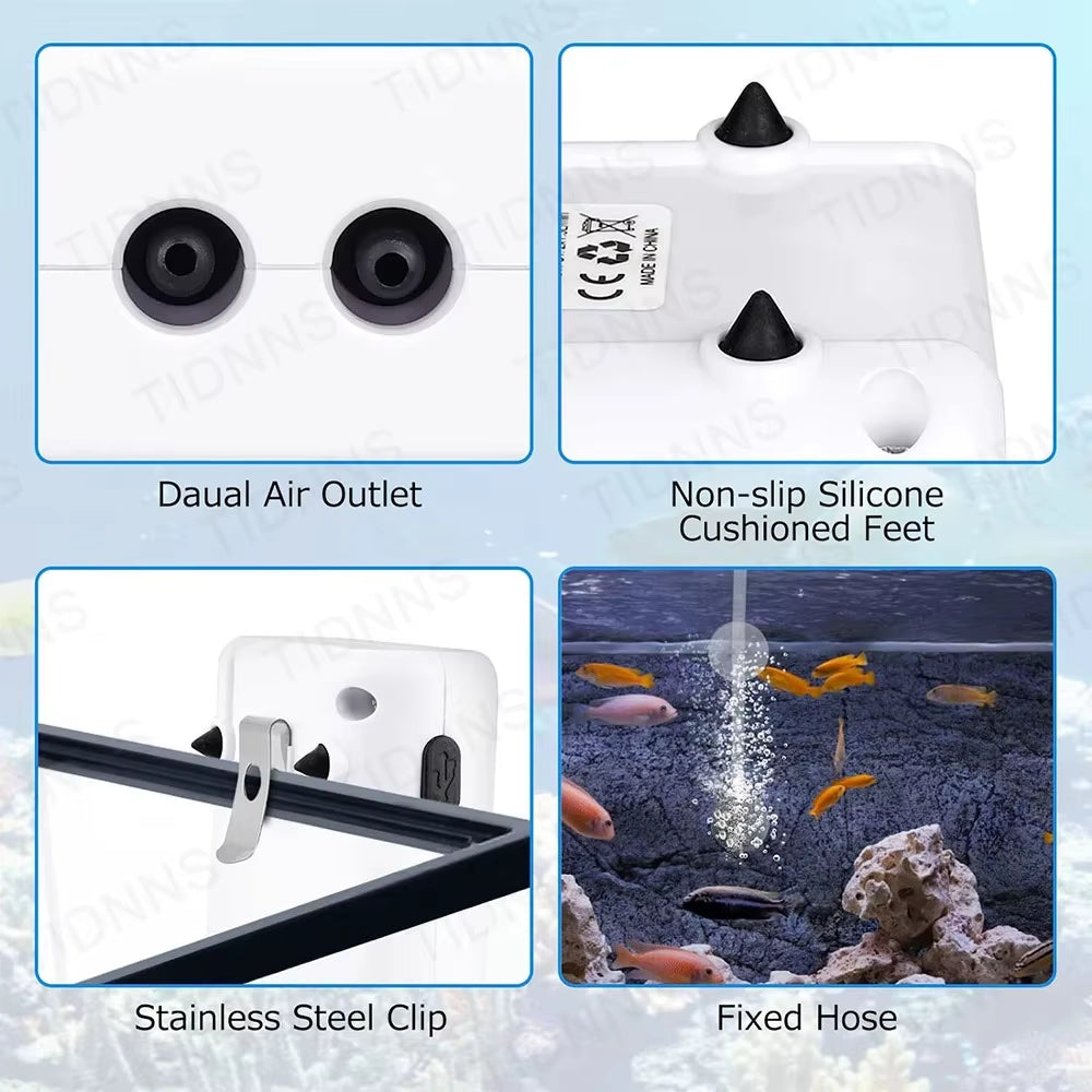 Aquarium Fish Tank Oxygen Pump Charging Dual-Purpose Air Pump Usb Lithium Battery Household Portable Fishing Mute 6000Ma Outdoor