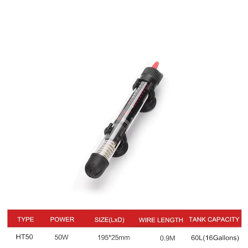 110V-220V Adjustable Temperature Thermostat Heater Rod 25W/ 50W/ 100W/ 200W/ 300W Submersible Aquarium Fish Tank Water Heat