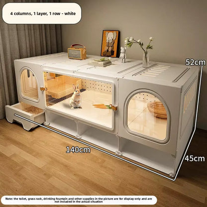 Rabbit Cage Household Villa Automatic Manure Cleaning Extra Large Luxury Nest Rabbit House Pet Guinea Pig Cage Transparent
