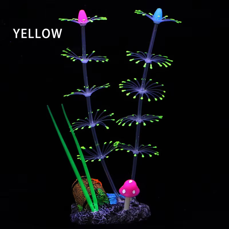 Simulation Aquatic Plants Fluorescent Silicone Water Grass Fish Tank Landscape Aquarium Decoration Coral Landscaping Home Decor