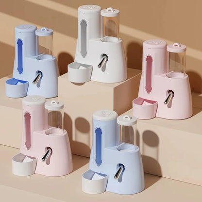 Hamster Water Feeder Small Animal Automatic Dispenser Drinking Water Bottle Bowls Dish with Food Container for Guinea Pig Rat