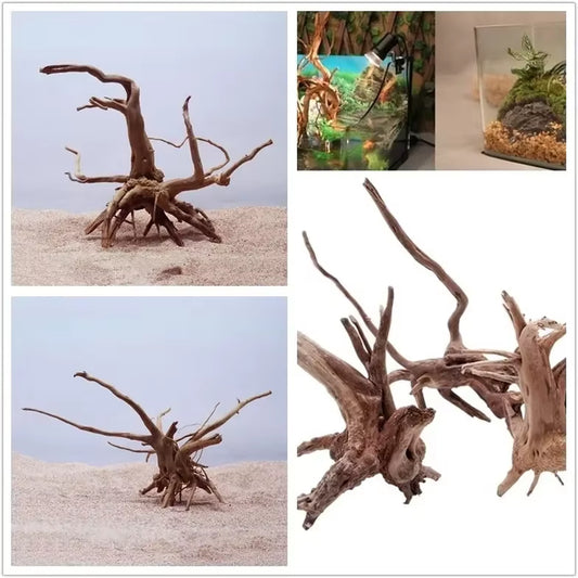 Natural Tree Trunk Driftwood Aquarium Fish Tank Reptile Cylinder Roots Plant Wood Decoration Ornament Accessory Aquarium Plants