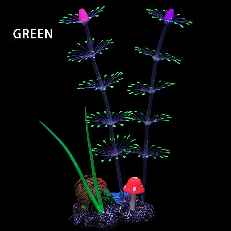 Simulation Aquatic Plants Fluorescent Silicone Water Grass Fish Tank Landscape Aquarium Decoration Coral Landscaping Home Decor