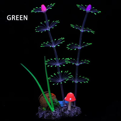Simulation Aquatic Plants Fluorescent Silicone Water Grass Fish Tank Landscape Aquarium Decoration Coral Landscaping Home Decor