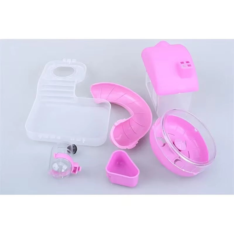 Double-Storey Villa-Shaped Wire Cage with Feeding Bowl, Running Roller Skating Toy Small Castle, Double-Layer Hamster Cage