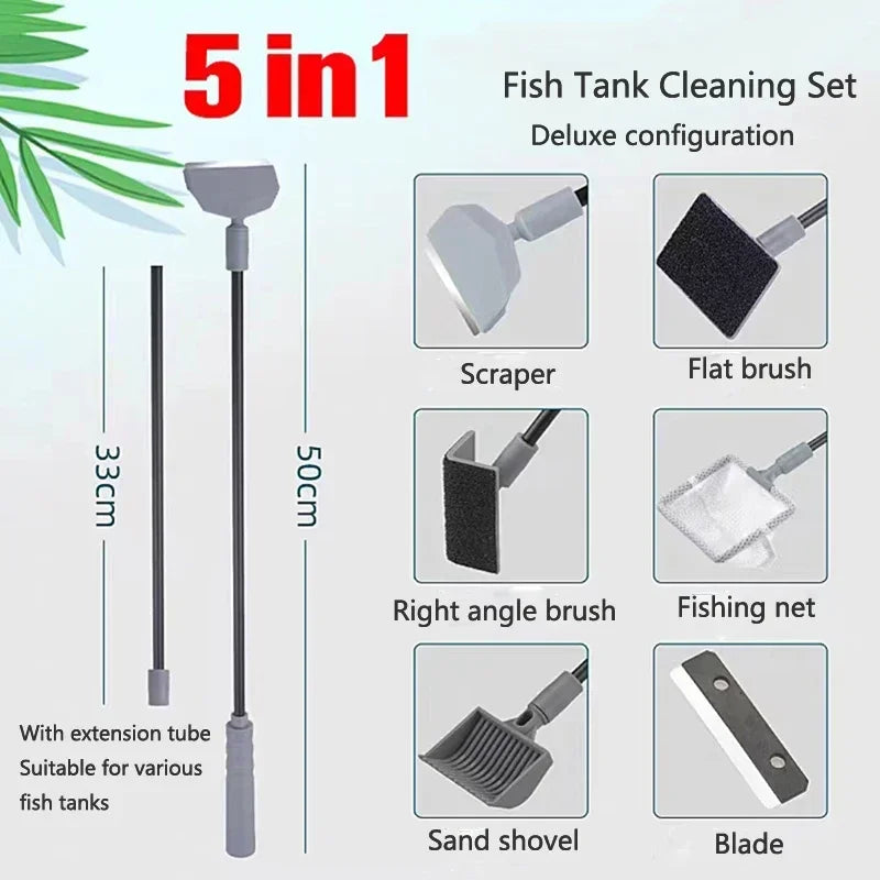 Aquarium Fish Tanks Cleaning Tools Kit Algae Tank Cleaner Set Aquarium Cleaner Fish Tank Net Scraper Sponge Accessories