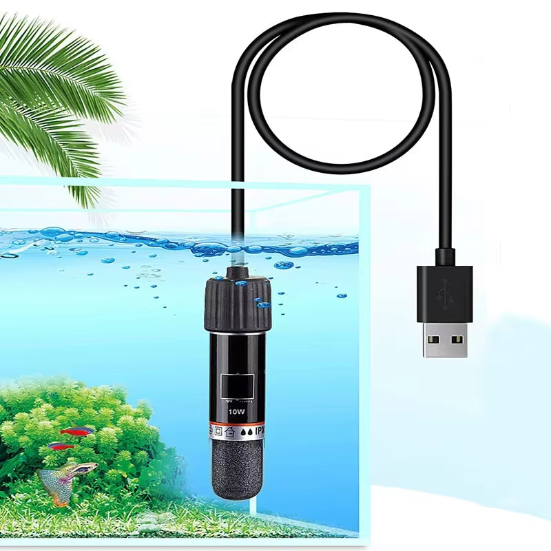 USB Mini Aquarium Heating Rod for Small Fish Tank 26°C Constant Temperature Aquarium Heater Submersible Thermostat Heater 10W
