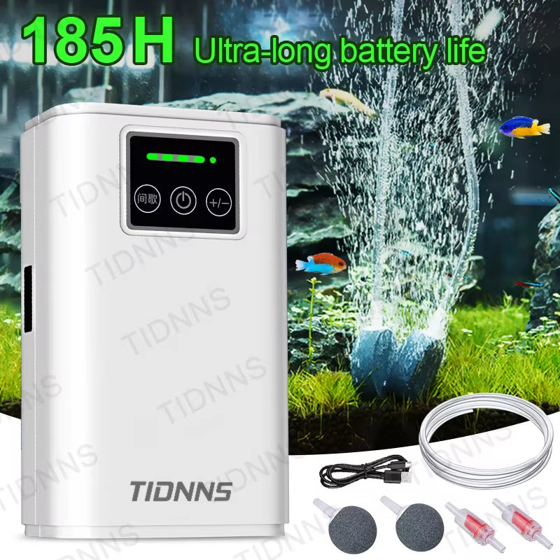Aquarium Fish Tank Oxygen Pump Charging Dual-Purpose Air Pump Usb Lithium Battery Household Portable Fishing Mute 6000Ma Outdoor