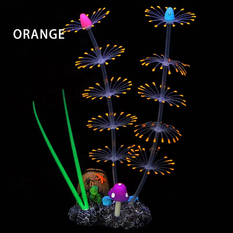 Simulation Aquatic Plants Fluorescent Silicone Water Grass Fish Tank Landscape Aquarium Decoration Coral Landscaping Home Decor