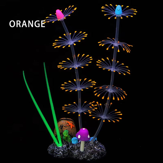 Simulation Aquatic Plants Fluorescent Silicone Water Grass Fish Tank Landscape Aquarium Decoration Coral Landscaping Home Decor
