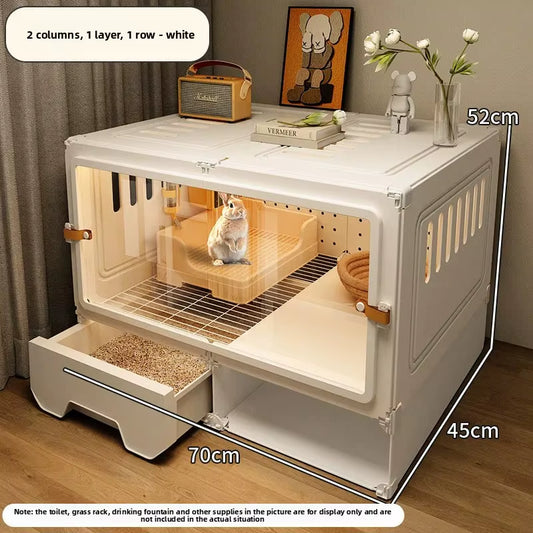 Rabbit Cage Household Villa Automatic Manure Cleaning Extra Large Luxury Nest Rabbit House Pet Guinea Pig Cage Transparent