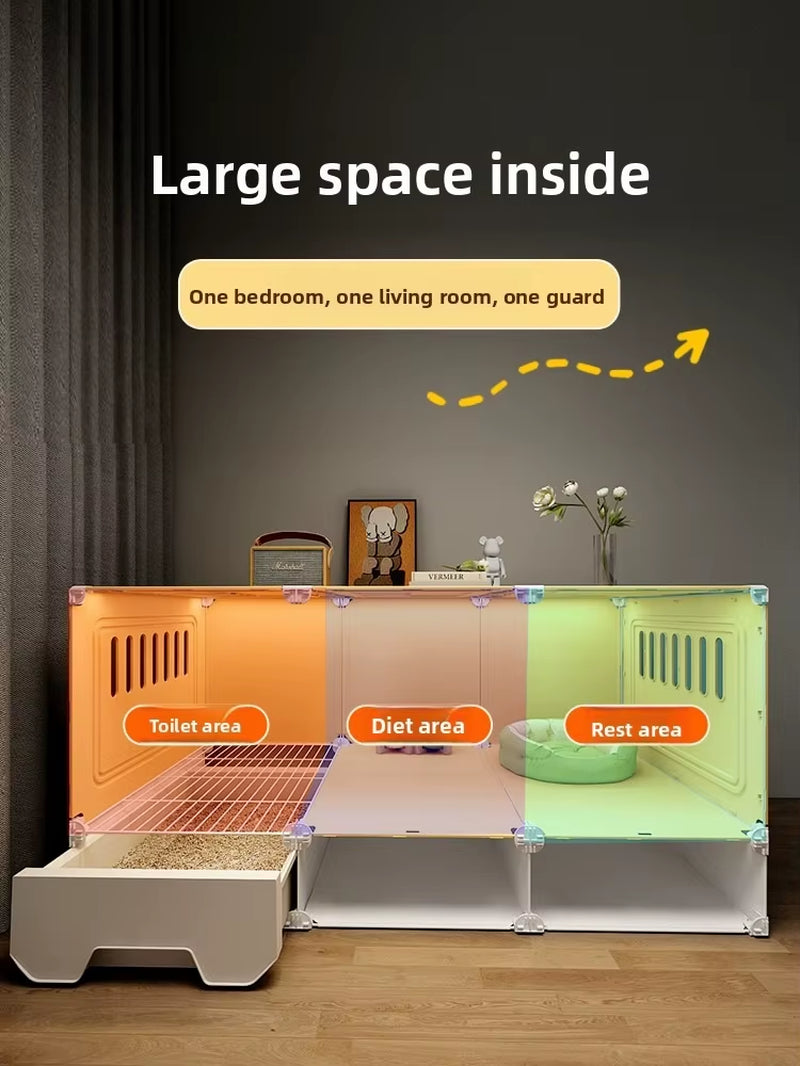 Rabbit Cage Household Villa Automatic Manure Cleaning Extra Large Luxury Nest Rabbit House Pet Guinea Pig Cage Transparent