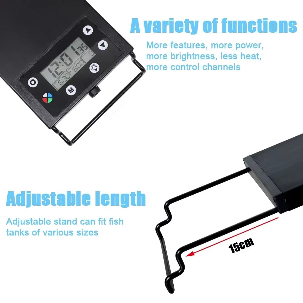 30-60Cm Fish Tank 24/7 Full Spectrum Lighting LED Light Aquarium Decoration Aquatic Plant Growth Lamp IP68 Waterproof 100V-240V